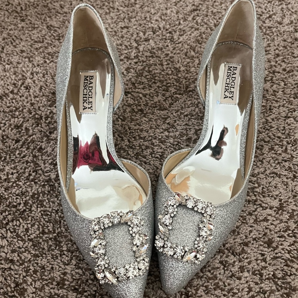 Badgley Mischka Glittering Silver Heels